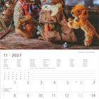 Kalenderblatt für November 2027 mit Feiertagen, Notizbereich unten. Oben ein Bär mit Rucksack, Illustration.