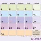 Kalender für November mit Wochenangaben und Monatsvorschau Oktober, Dezember. Verschiedene Farben kennzeichnen die Tage.