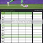 Kalenderseite für November mit Notizen wie "Allerheiligen" und "MARTINSTAG". Fußballspieler in Grünausrüstung in Aktion.