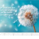 Text: „Engel reisen mit dem Wind – du erkennst sie am Gefühl von Leichtigkeit.“ Darunter ein Kalendarium für Oktober 2027. Eine Pusteblume mit fliegenden Samen vor blauem Hintergrund.
