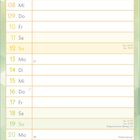 Kalenderblatt für September mit Wochentagen und Nummer des Monats. Enthält Feiertagsmarkierungen. Hintergrund in Gelb- und Grüntönen.