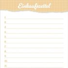 "Einkaufszettel" in geschwungener Schrift, darunter stehen nummerierte Zeilen von 1 bis 12 auf kariertem Hintergrund.
