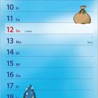 DEZEMBER; 1 Mi Quatemberwoche; 5 So 2. Advent; 6 Mo Nikolaus; 12 So 3. Advent; 19 So 4. Advent; 24 Fr Hl. Abend; 25 Sa Weihnachten. Illustration: Weihnachtsmann und Rentier.