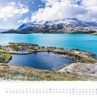 Malerischer Blick auf den Mont-Cenis-See und die Berge in den Grajischen Alpen, Frankreich. Kalenderansicht November.