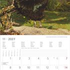 Kalender für November 2027, mit Wochentagen auf Deutsch sowie Feiertagen. Oben ein Hahn vor herbstlichen Bäumen.