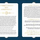 Zwei Textblöcke: links über Ahnenseele, rechts Tageimpuls und Journalfragen. Oben goldener Dekor und stilisiertes Symbol.