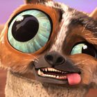 Ich kann den Text nicht erkennen. Zu sehen ist eine Illustration eines Tieres mit großen Augen und herausgestreckter Zunge.