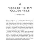 Seite 45, "MODEL OF THE 1577 GOLDEN HINDE", "21ST CENTURY", über Sir Francis Drake und seine Geschichte.