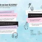 Quiz über BLACKPINK mit Fragen zur Band und Mitgliedern. Enthält Illustrationen wie Mikrofon und Kopfhörer.