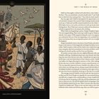 "PART I: THE WORLD OF ORISA" und "OXALUFÁ’S IMPRISONMENT". Illustration: Menschen, doves, weiße Kleidung, Pferd, Masken.