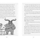 Seite 60–61. Text beschreibt eine gruselige Verwandlung und Begegnung mit Kreaturen. Illustration: Mensch begleitet ein Monster.