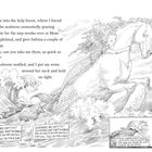 "I swam into the kelp forest..." Ein Mädchen reitet auf einem großen Seepferdchen durch bewegte Wellen.