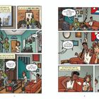 Texte erwähnen keinen lateinamerikanischen Helden, nur Urgroßonkel Sanny. Personen im Haus mit roten Sofas.