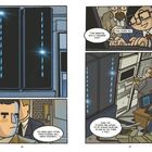 Links oben: "THE MONSTER WITH A THOUSAND EYES." Unten: "YOU KNOW WHAT OTHER CHESS PLAYERS CALL GARRY KASPAROV..." Rechts: Ein Mann tippt, während andere Analysen durchführen.