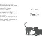 Links: Text über Chase, Basma und Finnegan. Rechts: "Part Four - Family". Darunter Illustration von Katze und Hund.