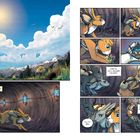 Texte: "The Carrot Factory", "Come on, you'll be late for work!", "Oh, it's you.", "I heard she was the one who got Sookie killed the other day."

Zeichnung eines Kaninchens in einer farbenfrohen Landschaft.