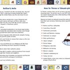 Als Schriftstücke sind "Author's Note" und "How to Throw a Tshuah-ping Party" zu erkennen. Dazwischen ist eine Illustration von Shave Ice. Bunte Rahmen mit kleinen Symbolen wie Gesichter und Gegenstände zieren den Rand.