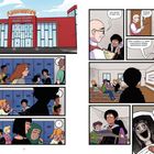 „Grayson Heights Middle School“, „Hey, good to see you“, „Rizwan, right?“, „Film Club Feldman Mondays 3PM“.  
Schüler vor Schule, Unterricht.