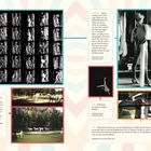 Links oben: Schwarz-Weiß-Bilderserie von Sylvia. Mitte rechts: Sylvia im Umkleideraum. Unten: Pferdetraining mit Sylvia.