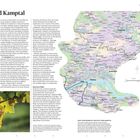 Text: "Kremstal und Kamptal" mit Beschreibung und Karte der Region in Österreich. Weingebiet mit Flüssen und Städten.