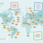 "WHAT'S IN A NAME?" Weltkarte mit beliebten Namen weltweit; Mohammed/Maria am häufigsten. Länder weisen spezifische Top-Namen auf.