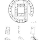 Text: "URBANUS, Urban Tulou Collective Housing, Nanhai, Guangdong, 2008." Runde und rechteckige Grundrisse mit Einheiten.