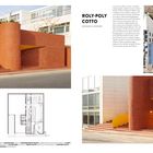 ROLY-POLY COTTO, Gangnam-gu, Südkorea. Moderne Architektur mit rotem Backstein und gelben Akzenten. Draufsicht und Grundriss.