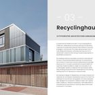 03 Recyclinghaus. CITYFOERSTER ARCHITECTURE+URBANISM. Modernes, zweistöckiges Gebäude mit Holz- und Glaspaneelen.