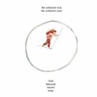 Text: "Sie schleicht tick. Sie schleicht tack." und "Jede Sekunde dauert ewig." Illustration: Kind läuft in einer Uhr.