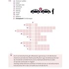 Wörter einfügen: a) (Nummer) wählen, b) Notfall, c) Feuerwehr (BE). Zwei Autos stoßen zusammen, daneben eine Person.