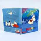 Buchcover mit Texten: "MUMIN und das Winterfest", "Kommt mit ins MUMINTAL und erlebt den größten Spaß", bunte Illustration.