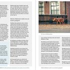 Texte: „Trailleine“; „Welches Material ist dafür nun am besten geeignet?“; „Ich erinnere mich noch an...“.

Eine Frau führt einen Hund an einer roten Leine entlang eines Gehwegs.