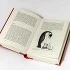 Der Text beschreibt Pinguineltern und ihre Küken, die versuchen, unter der Bauchfalte zu schlüpfen. Eine Illustration zeigt Pinguine.