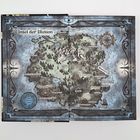 "Insel der Illusion" steht oben. Es zeigt eine fantasievolle Karte mit Bergen, Wäldern und verschiedene Orte wie "Höhle" und "Midgarden".