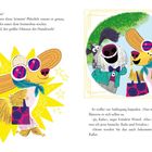 Text: Rufus erkannte die Stimme, Kate Winsel! Illustration zweier Hunde, ein Hund trägt Sonnenhut und Sonnenbrille.