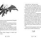 Seite 78: „Schnell, Zane!“, drängte er. „Weich nach rechts aus.“  
Seite 79: „Punkt für die Fremdlinge!“, rief der Schiedsrichter.  
Illustration: Reiter auf geflügeltem Drachen.