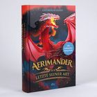 "Aerimander - Der Letzte Seiner Art" von Lily Berlin Dodd, blauer Sticker: "Mit limitiertem Farbschnitt". Roter Drache als Illustration.