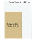 Blattgröße A4, 21 x 29,7 cm. Produktgröße 13,5 x 21,0 cm. Rechteck auf weißem Hintergrund.