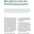 Seite 14. Titel: "Wie geht es nach der Entscheidung weiter?" Text erläutert medizinische Unterstützung bei Gewichtsreduktion.