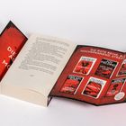 Text: "Die rote Reihe, blutrot, hochspannend. Streng limitiert." Buchumschlag mit Werbung für Thriller, Rückseite rot.
