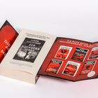 Texte: "Ich sehe dich...", "Die rote Reihe, blutrot", "Søren Sveistrup, Der Kuckuck...", "Andreas Gruber, Todesfrist." Ein aufgeklapptes Buch mit Werbeflyer für Krimis.