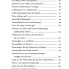 Ein Textverzeichnis von Fragen zu verschiedenen Themen, gefolgt von Seitenzahlen.