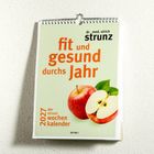 Text: "fit und gesund durchs Jahr 2027" und "dr. med. ulrich strunz". Illustration von zwei Äpfeln.
