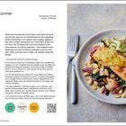 Ofenlachs mit Radieschen, Kümmel und Mangold. Rezept mit Zutatenliste und Zubereitung. Daneben ein Gericht mit Lachs.