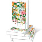 Buchtitel: "Im Sommer der Wildbienen". Cover zeigt bunte Blumen. Mehrere Bücher gestapelt.