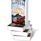Auf dem Buchcover steht "STEFAN AHNHEM", "HERZ SAMMLER", "Kriminalroman". Es zeigt eine Küstenlandschaft mit Häusern.