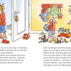 Text beschreibt den 5. Dezember, Conni putzt Stiefel. Illustration zeigt Kinder, die Schuhe füllen, Katze schaut zu.