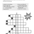 Weihnachtsköstlichkeit Kreuzworträtsel mit 9 Fragen, um eine Lösung zu finden. Hinweise wie Landschaft, Frau, Raubtier.