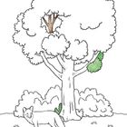 "Heute hat sie sich Annas Schuh geschnappt!" Eine einfache, schwarz-weiße Zeichnung eines Turnschuhs mit Klettverschlüssen.