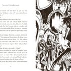 "Twisted Wonderland" steht oben. Daneben eine Illustration: Figuren in Kapuzenmänteln und ein Mann mit Zylinder vor einem Spiegel.